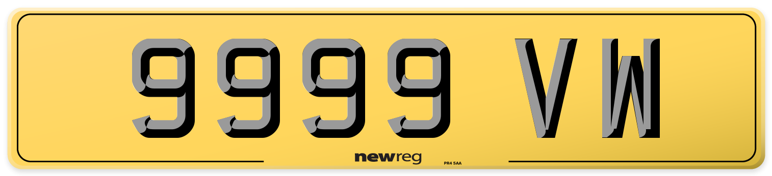 9999 VW Rear Number Plate