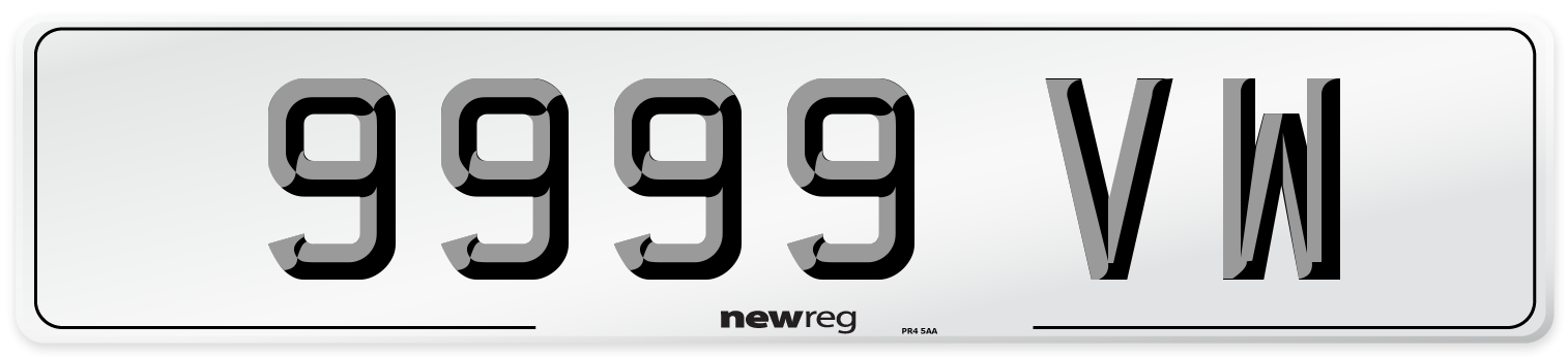 9999 VW Front Number Plate