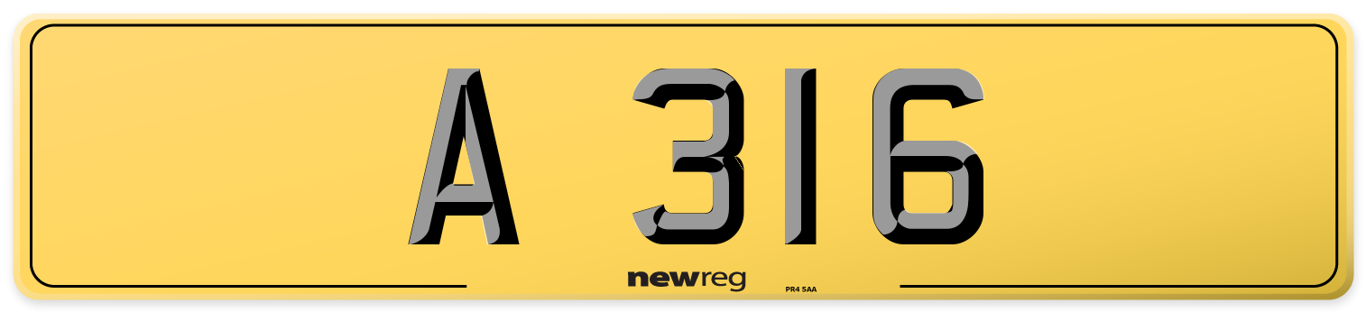 A 316 Rear Number Plate
