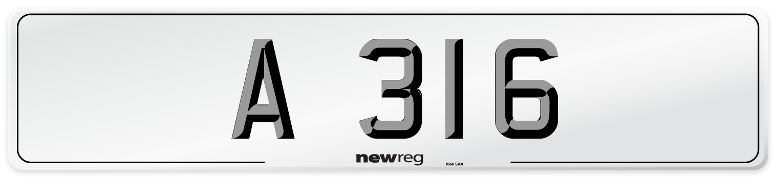 A 316 Front Number Plate