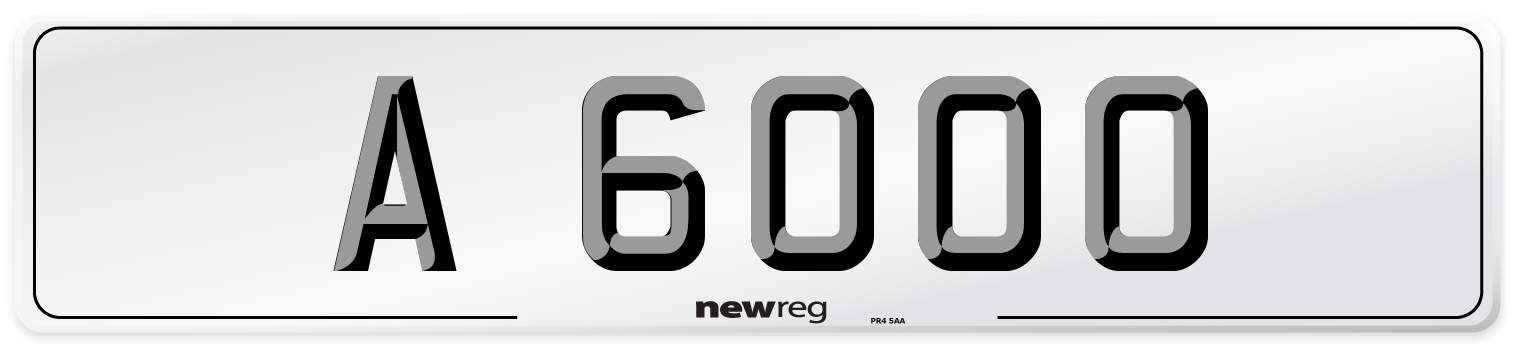 A 6000 Front Number Plate