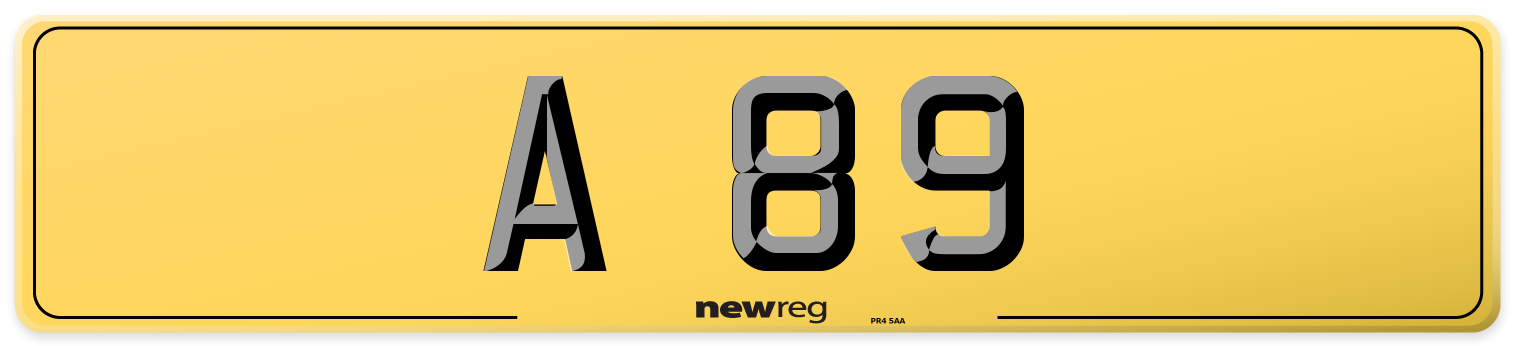 A 89 Rear Number Plate