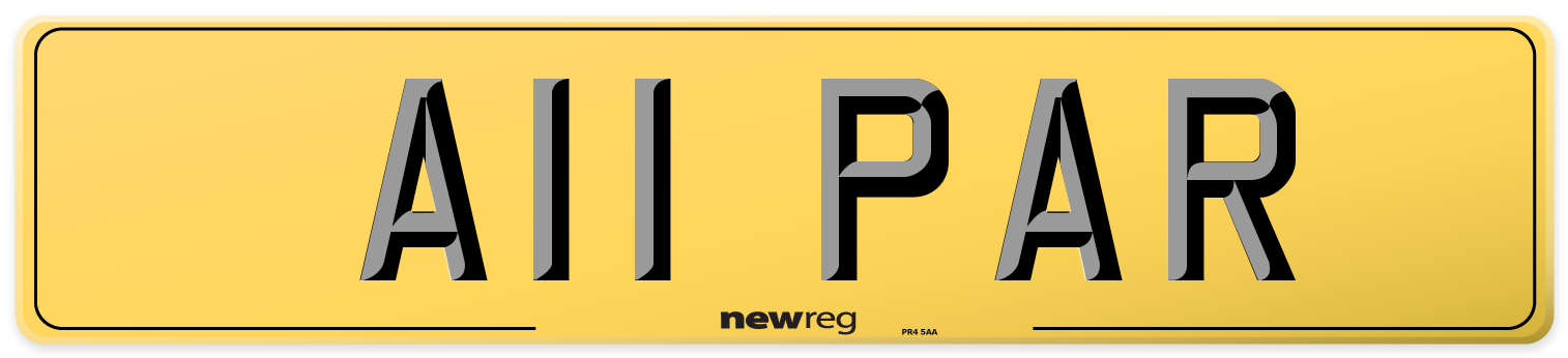 A11 PAR Rear Number Plate