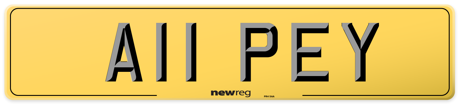 A11 PEY Rear Number Plate