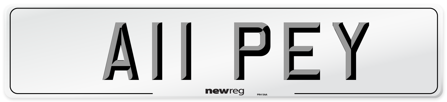 A11 PEY Front Number Plate