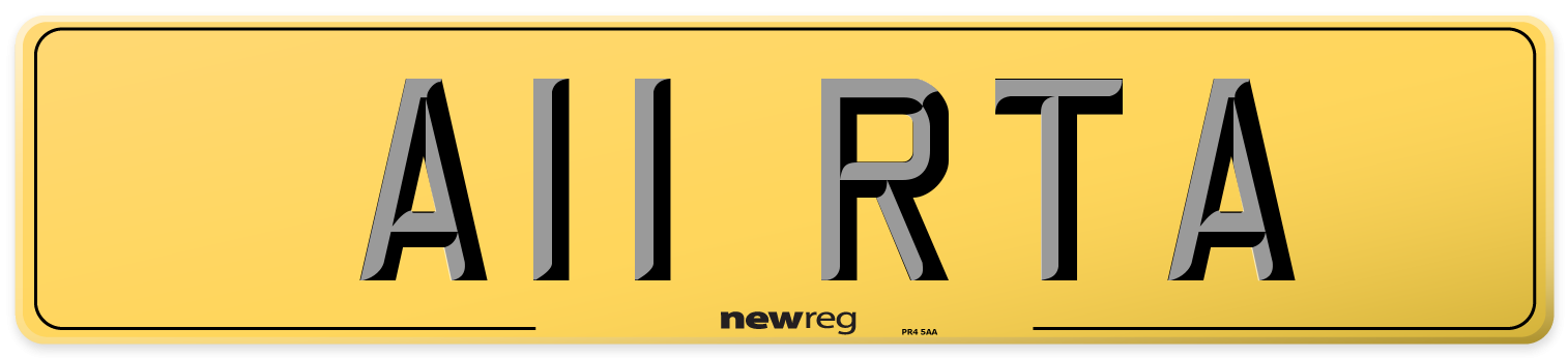 A11 RTA Rear Number Plate
