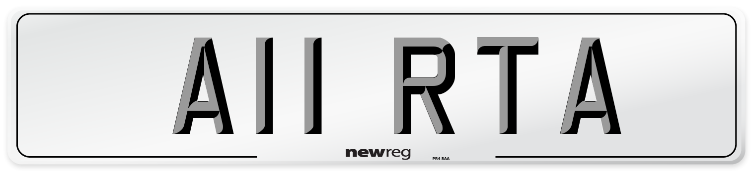 A11 RTA Front Number Plate
