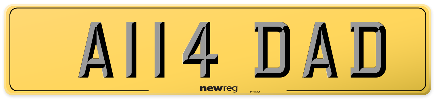 A114 DAD Rear Number Plate