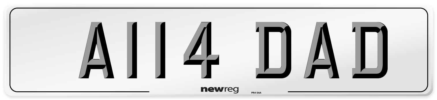 A114 DAD Front Number Plate