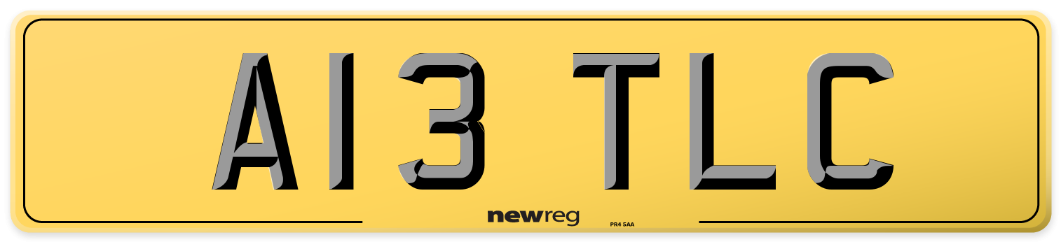 A13 TLC Rear Number Plate