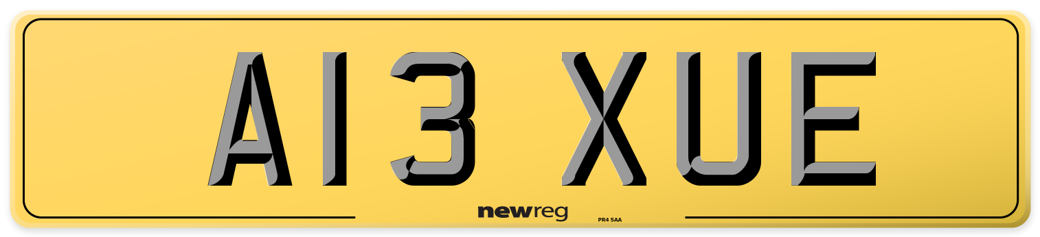 A13 XUE Rear Number Plate