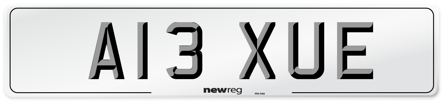 A13 XUE Front Number Plate