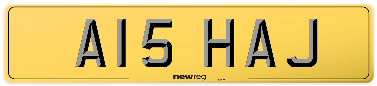 A15 HAJ Rear Number Plate