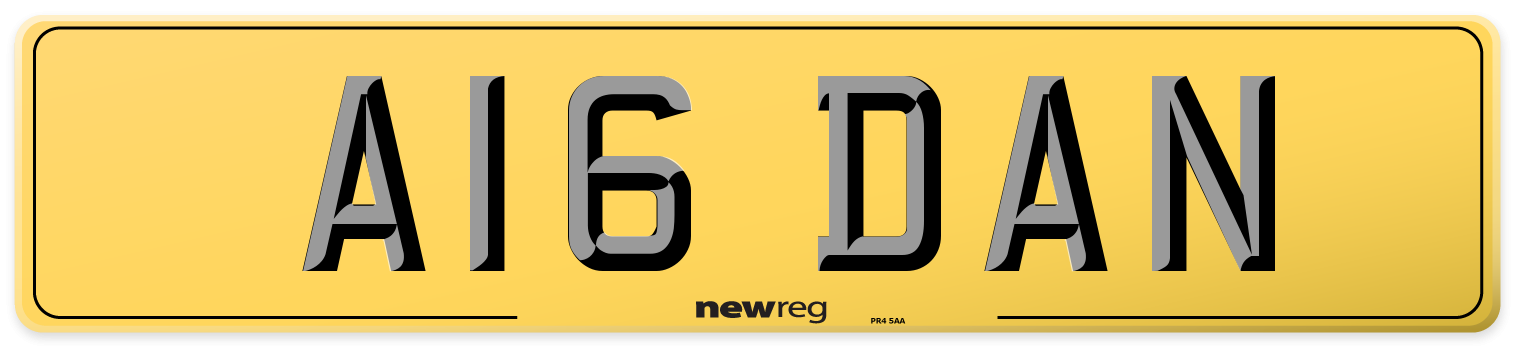 A16 DAN Rear Number Plate