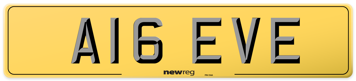 A16 EVE Rear Number Plate