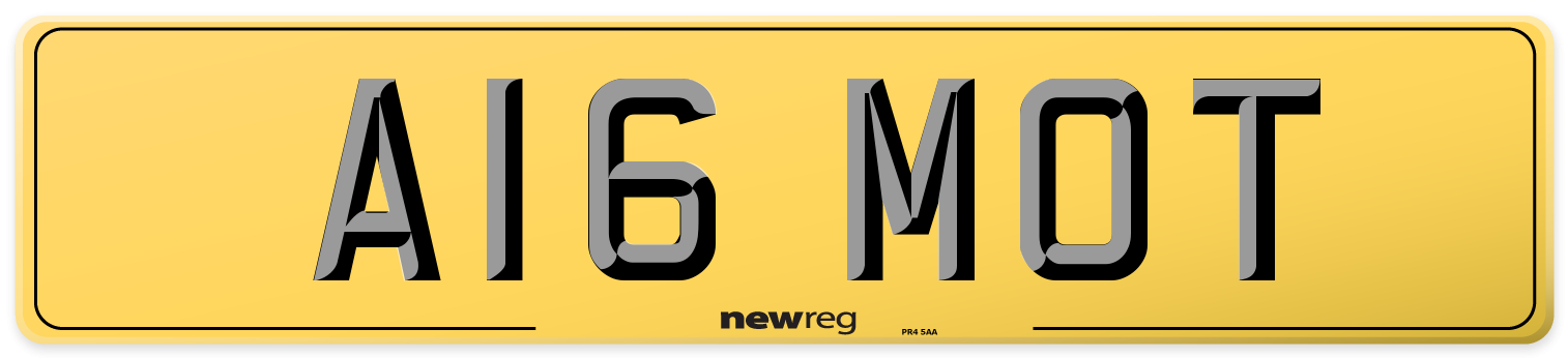 A16 MOT Rear Number Plate
