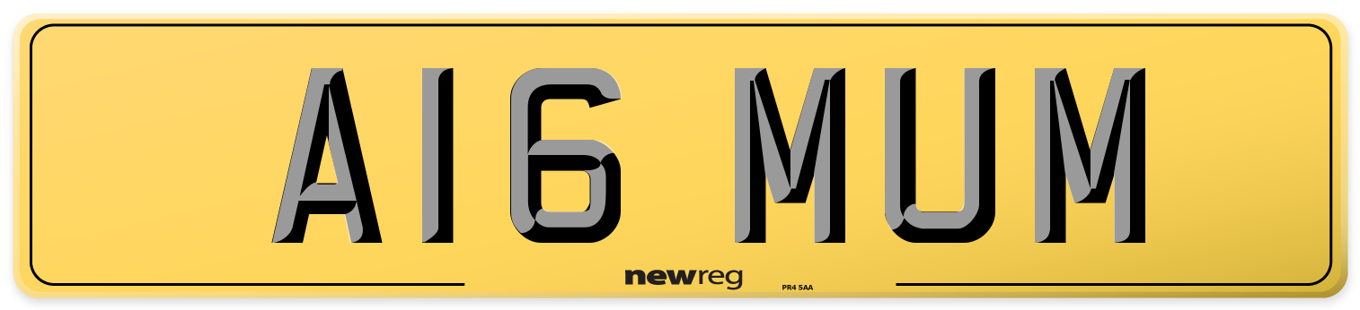 A16 MUM Rear Number Plate