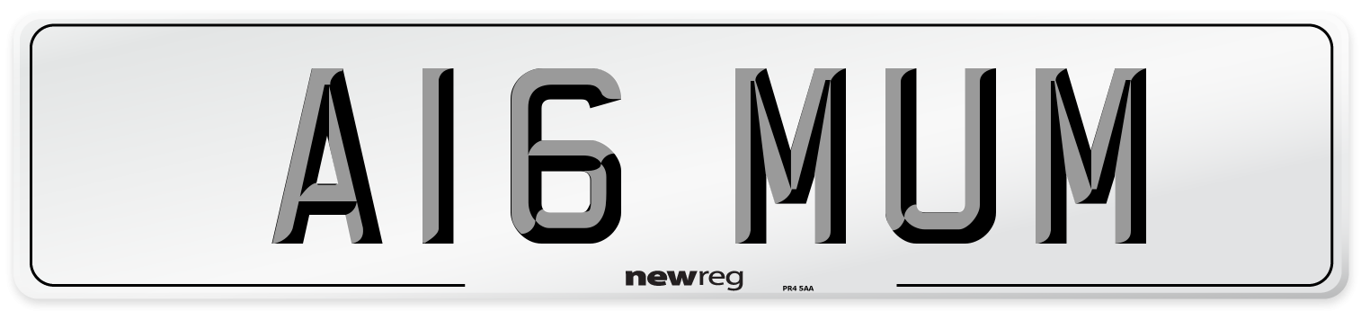 A16 MUM Front Number Plate
