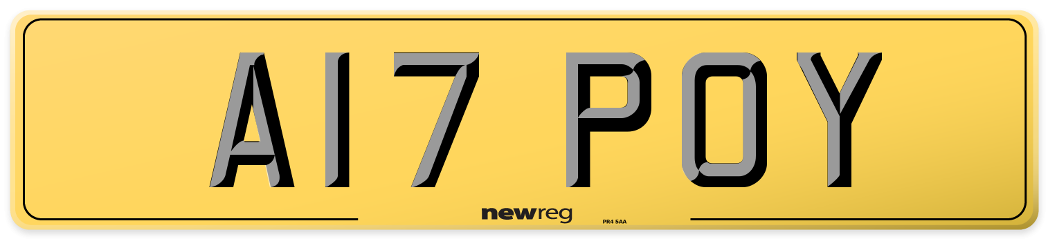 A17 POY Rear Number Plate