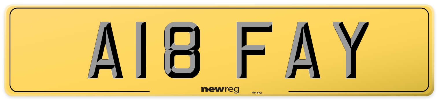 A18 FAY Rear Number Plate