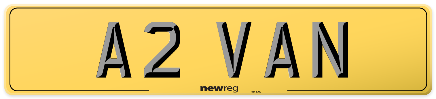 A2 VAN Rear Number Plate