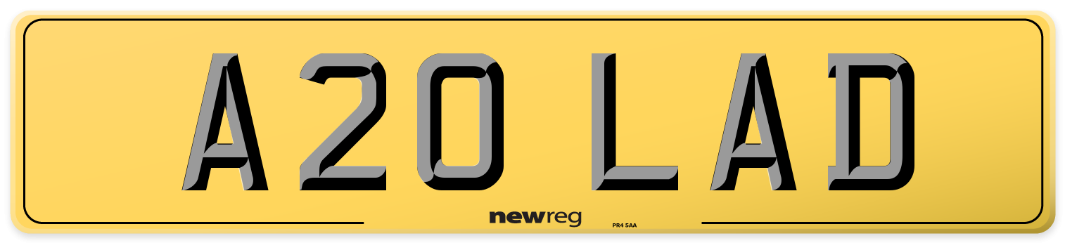 A20 LAD Rear Number Plate