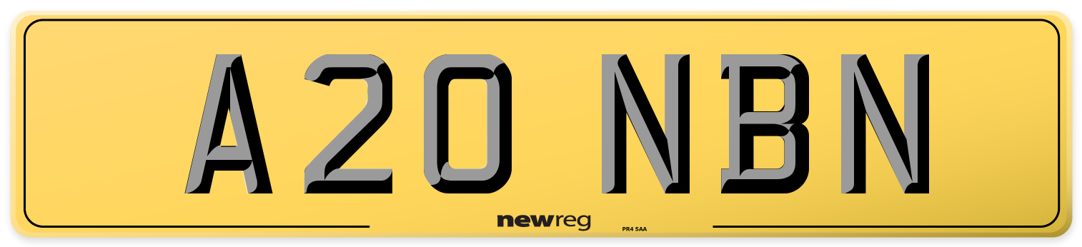 A20 NBN Rear Number Plate