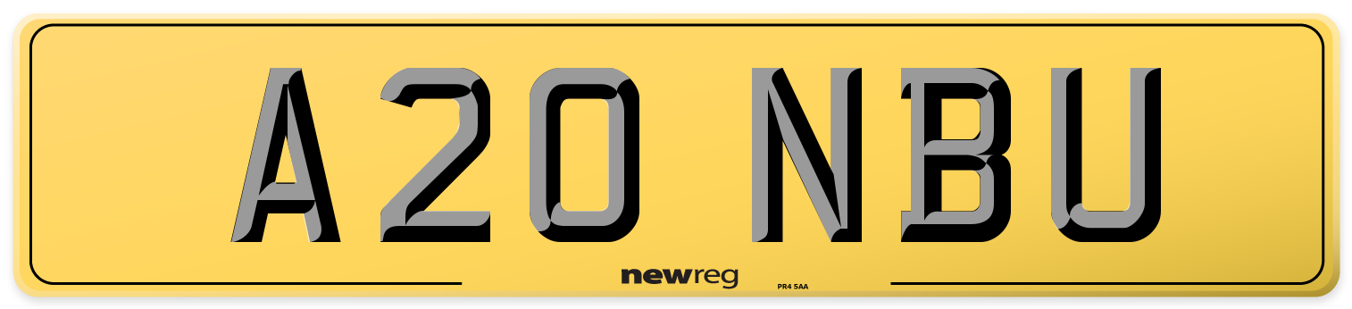 A20 NBU Rear Number Plate