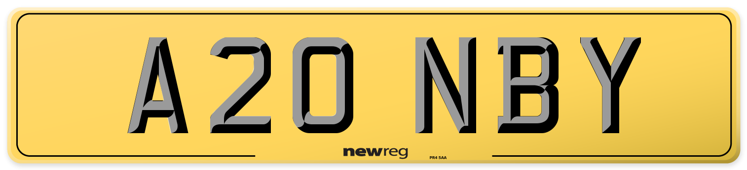 A20 NBY Rear Number Plate