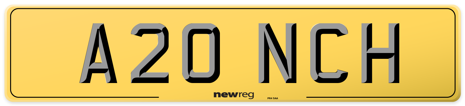 A20 NCH Rear Number Plate