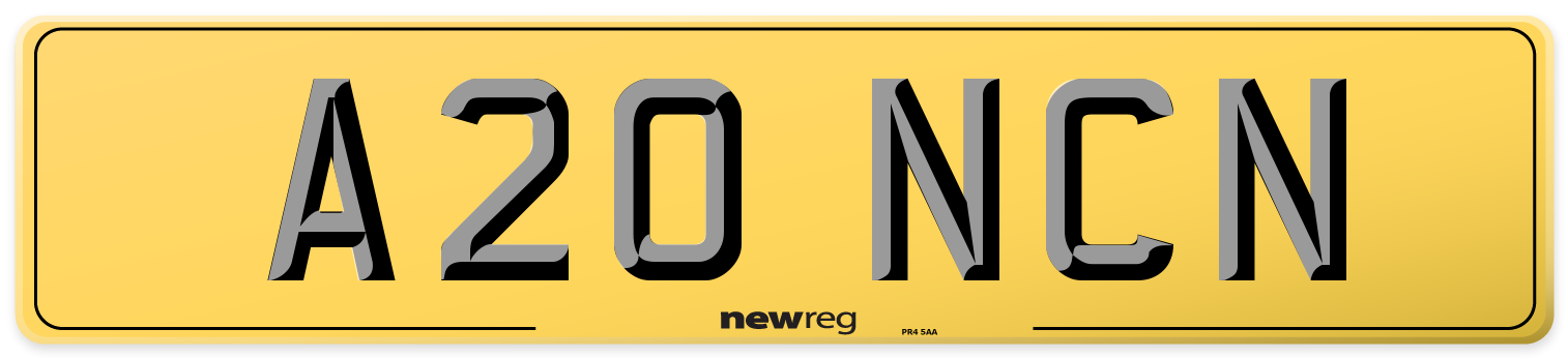 A20 NCN Rear Number Plate