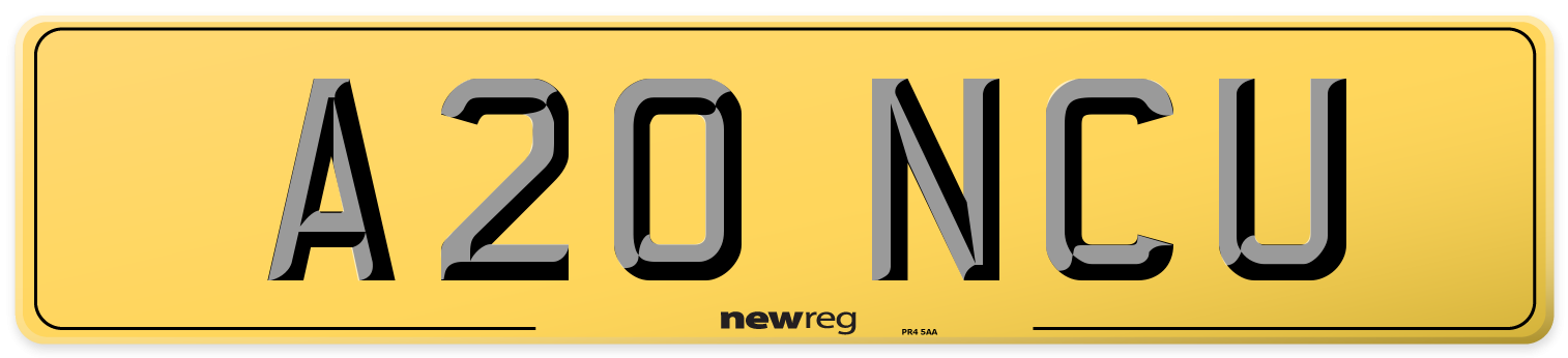 A20 NCU Rear Number Plate