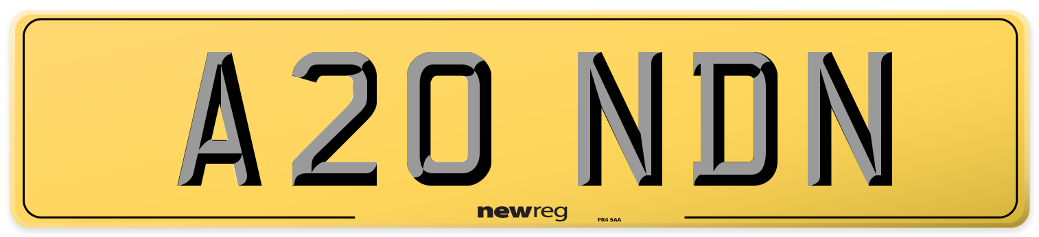 A20 NDN Rear Number Plate