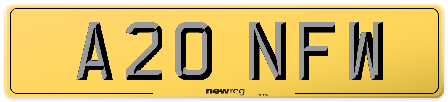 A20 NFW Rear Number Plate