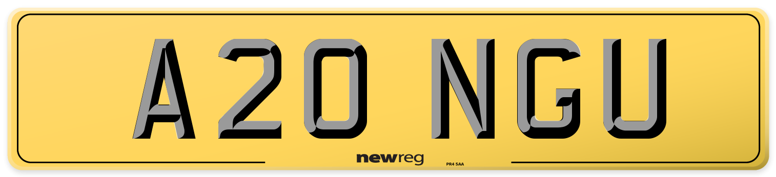 A20 NGU Rear Number Plate