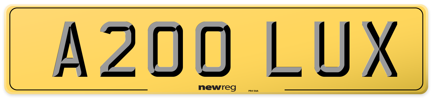 A200 LUX Rear Number Plate