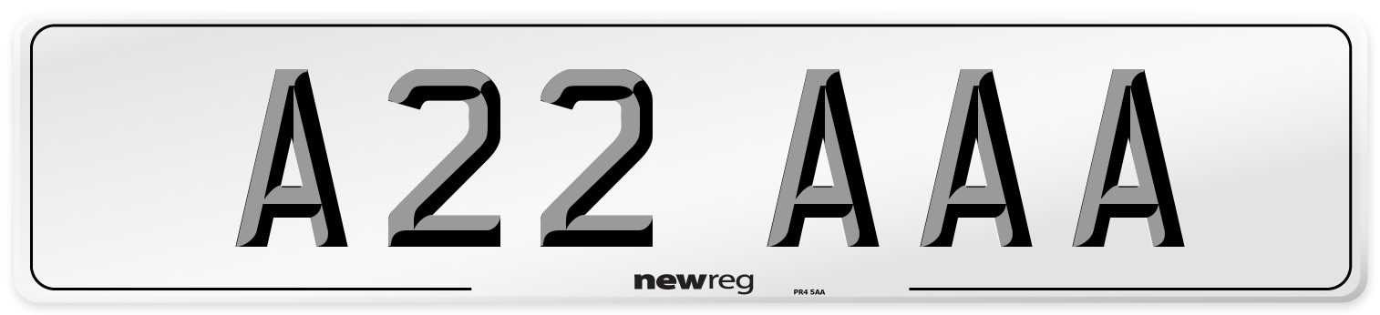 A22 AAA Front Number Plate