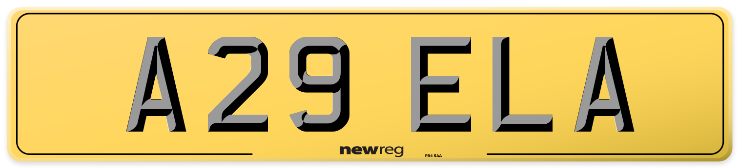A29 ELA Rear Number Plate