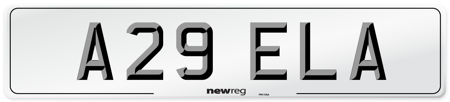 A29 ELA Front Number Plate
