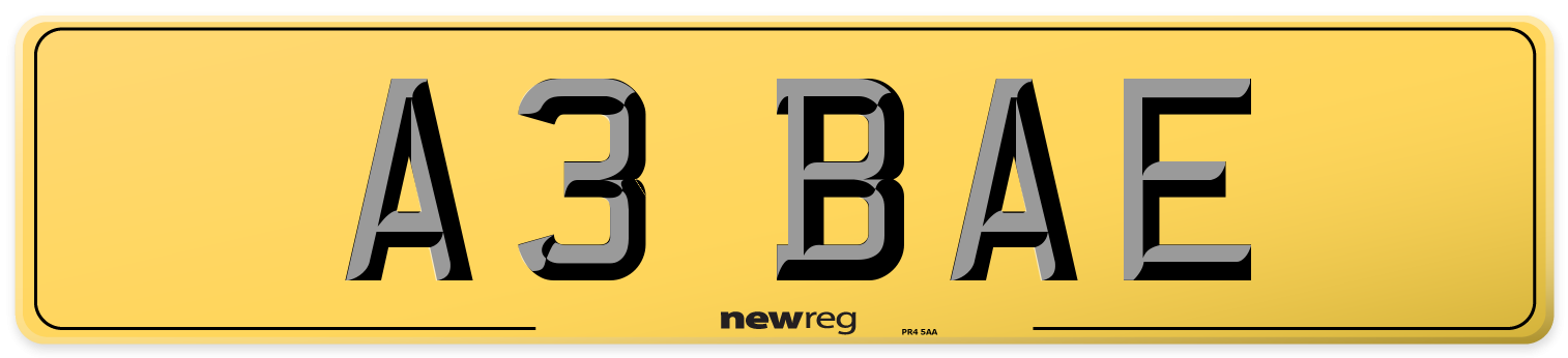 A3 BAE Rear Number Plate