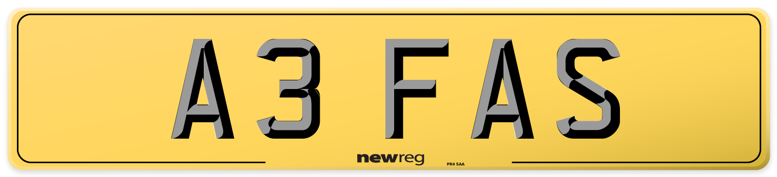 A3 FAS Rear Number Plate