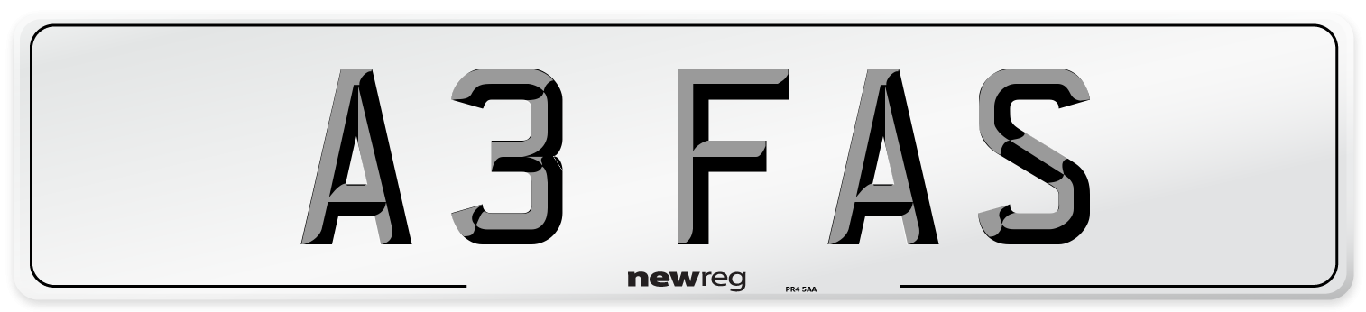 A3 FAS Front Number Plate