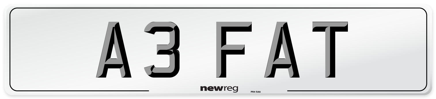 A3 FAT Front Number Plate