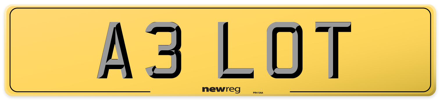 A3 LOT Rear Number Plate
