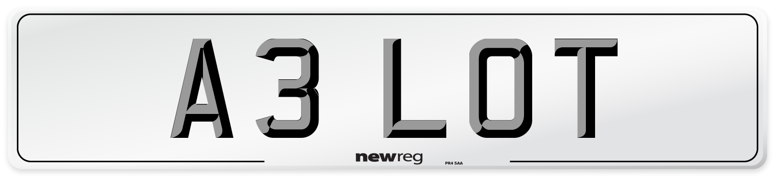 A3 LOT Front Number Plate