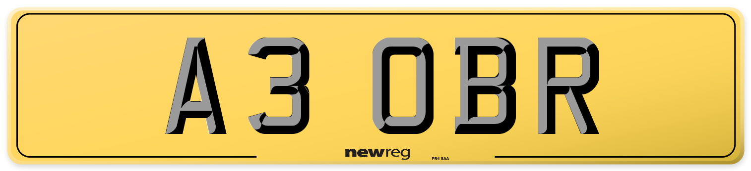 A3 OBR Rear Number Plate