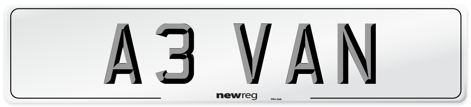 A3 VAN Front Number Plate