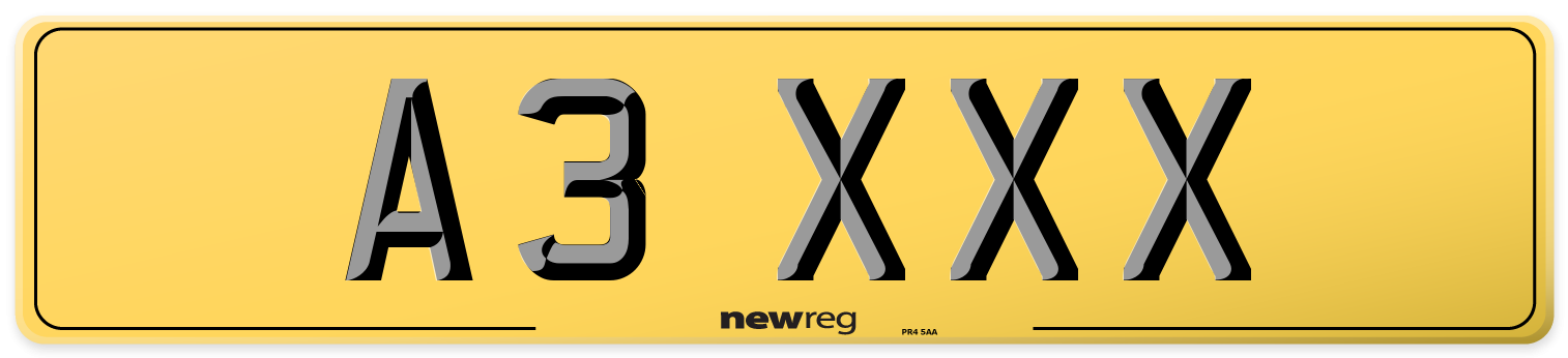 A3 XXX Rear Number Plate