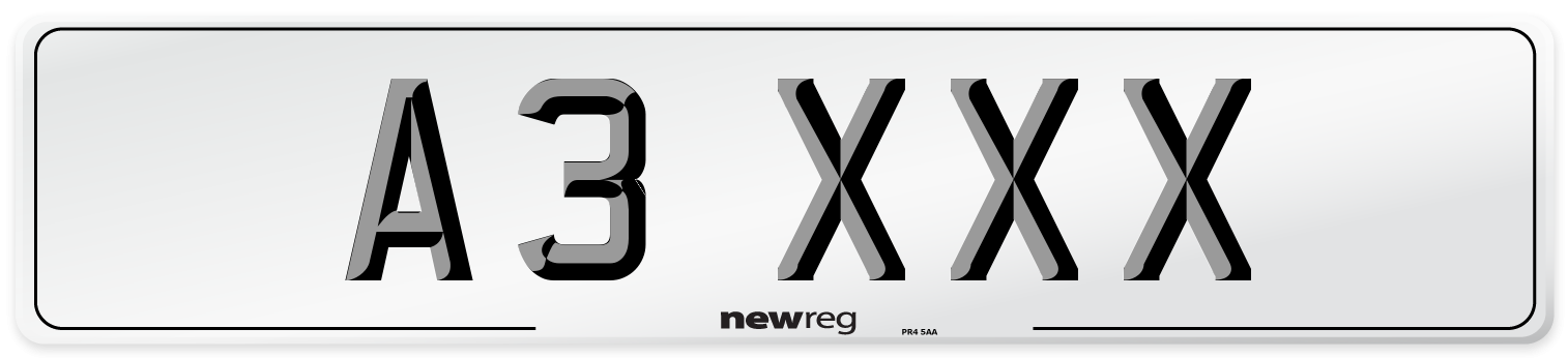 A3 XXX Front Number Plate