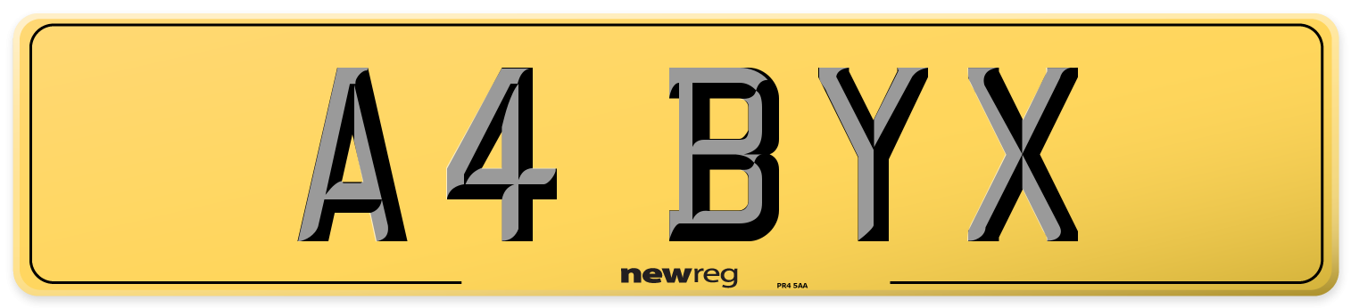 A4 BYX Rear Number Plate